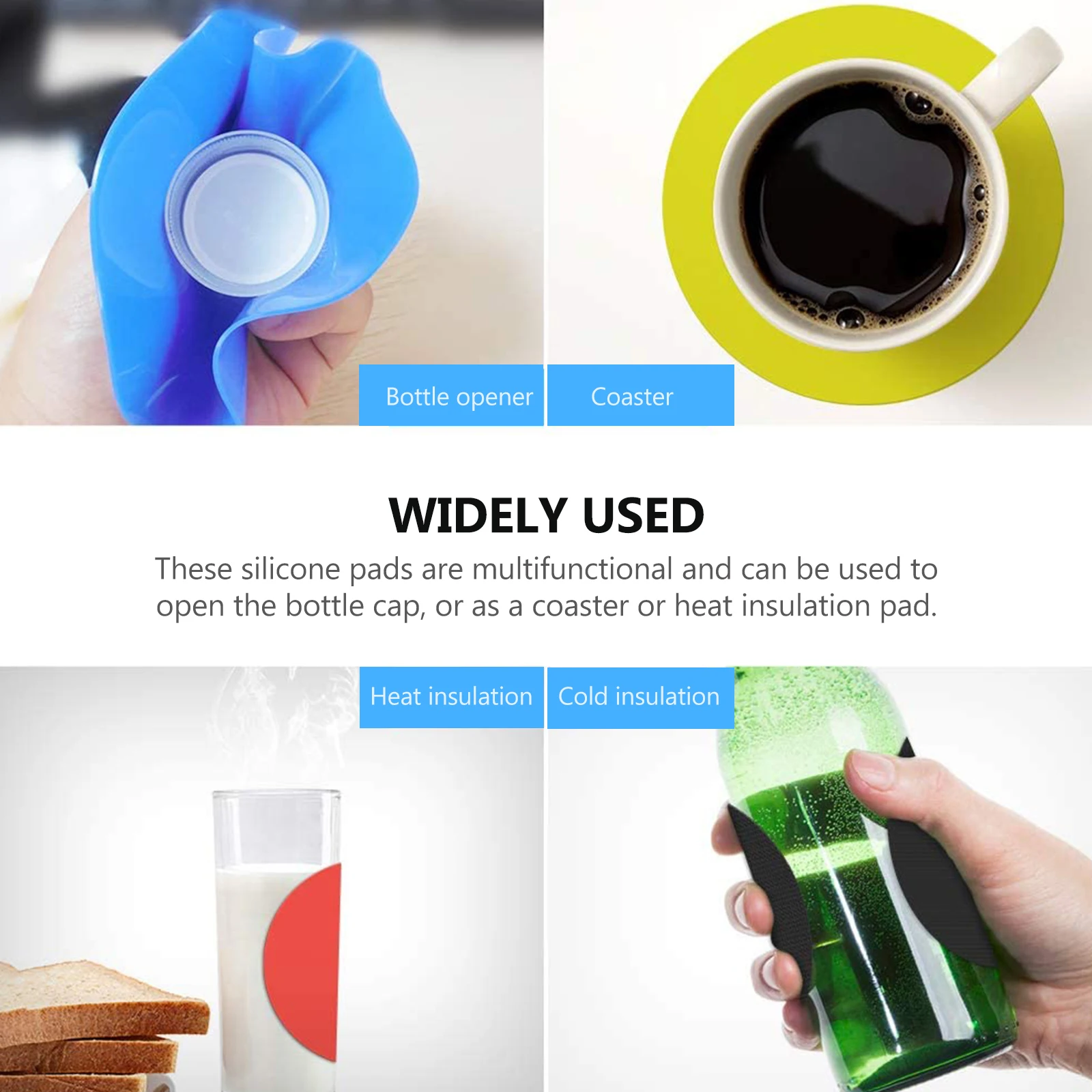 

4pcs Silicone Non-slip Pad Bottle Opener Kitchen Gadget Soft Anti-drop Mat Food Grade Elegant Design Easy Clean Women Family