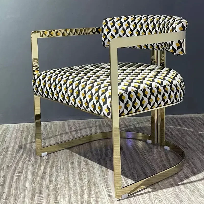 

Modern high-end armchair stainless steel decorative conference dining chair leisure chair available in hotel sales department