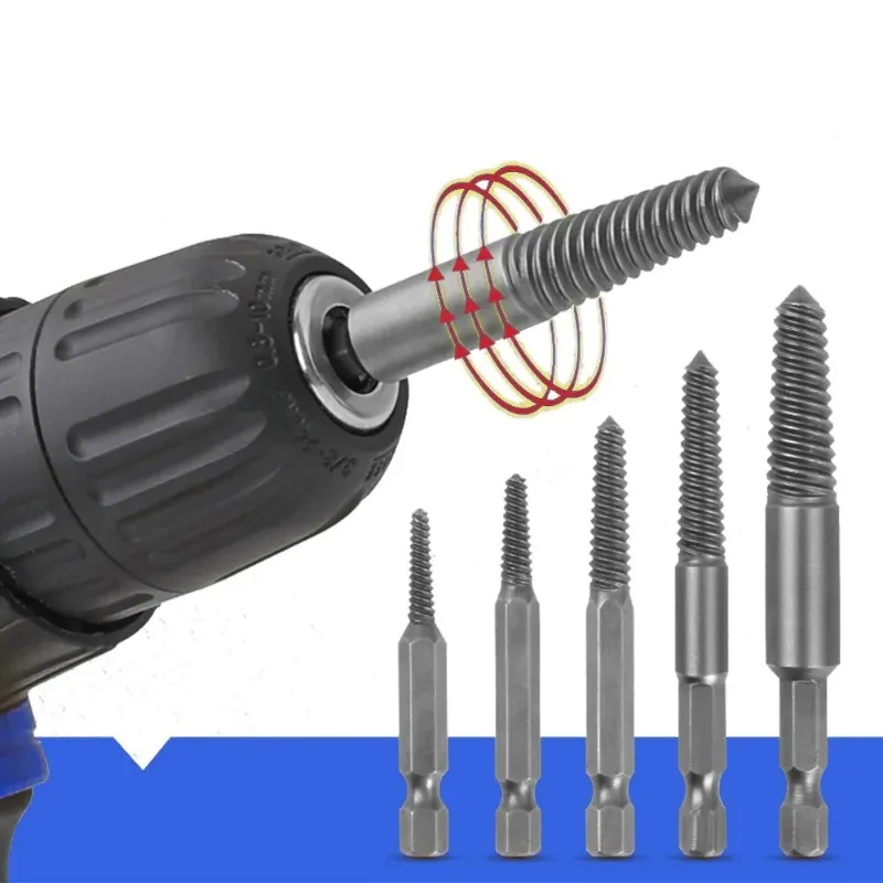 10Pcs Hex Shank Broken Head Screw Extractor Tool Set Damaged Bolt Remover Bits for Electric Drill Repair Disassembly
