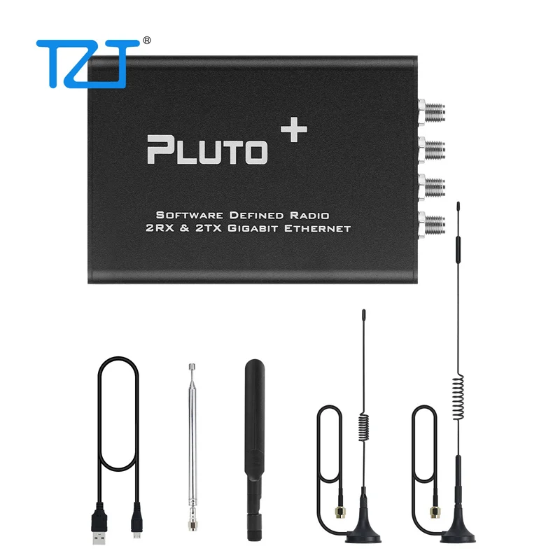 TZT PLUTO+ 70MHz-6GHz SDR Transceiver SDR Radio with 4 Antennas for Gigabit Ethernet Micro SD Card