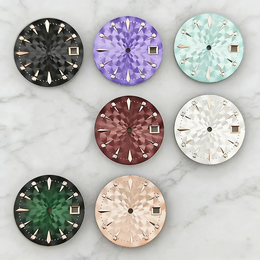 Presage 35mm Pink Black Purple Watch with Diamond Dial Suitable for NH35 NH36 Automatic Movement Replacement Parts