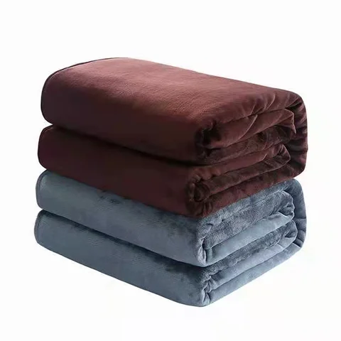 침대에 대 한 겨울 플란넬 담요 230Gsm 솔리드 블루 부드러운 따뜻한 얇은 산호 양 털 침대보 소파 커버 가짜 모피 격자 무늬 담요
