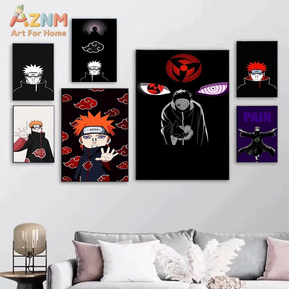 Naruto Shippuden Pain Akatsuki Canvas Poster Wall Art Print,Anime Character Picture Home Bedroom Living Room Aesthetic Wall De