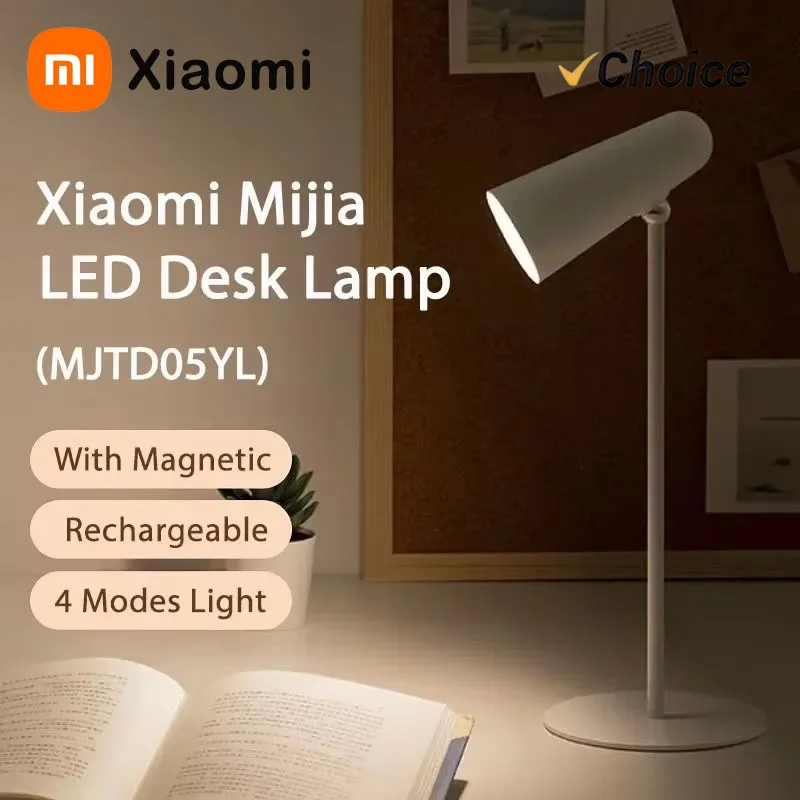 

Светодиодная настольная лампа Xiaomi Mijia, многофункциональная перезаряжаемая лампа для чтения Type-c 3 в 1, портативный прикроватный ночник для учебы и офиса
