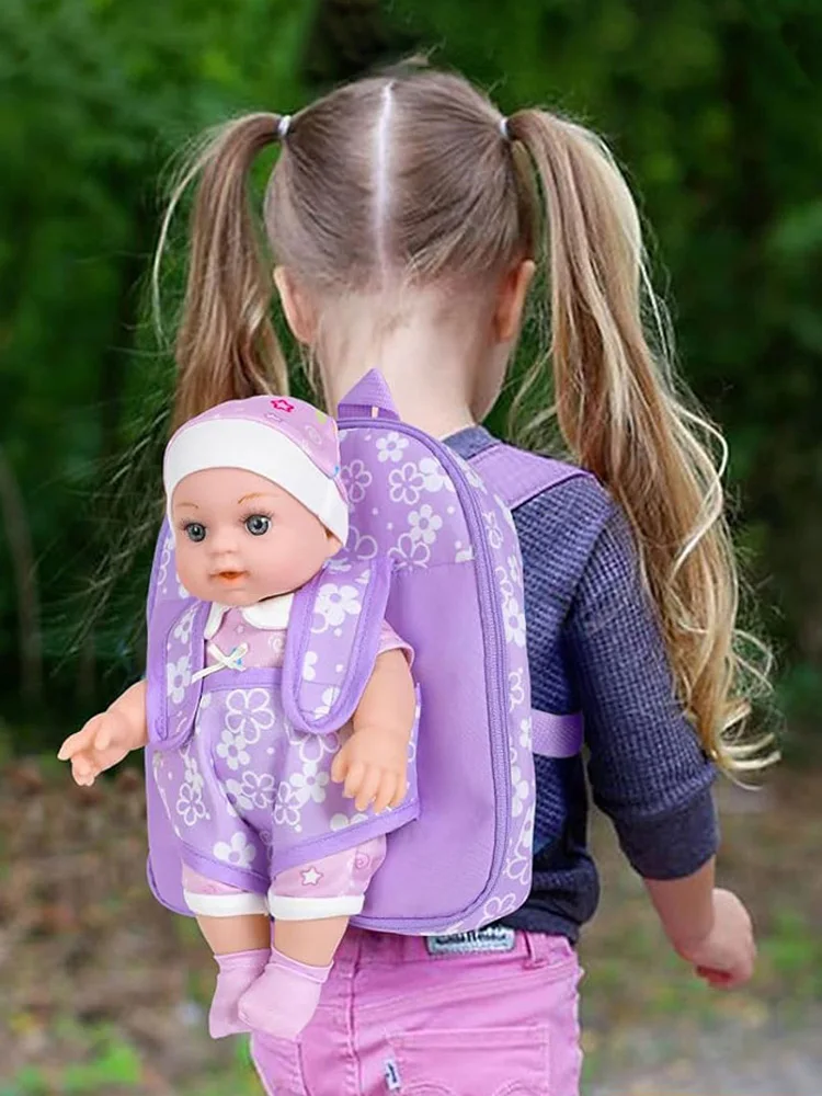 Mode Neugeborenen Rucksack Puppe Nette Blume Handtasche für Mädchen Puppen Ausgehen Tragen Tasche Weihnachten Geburtstag Geschenk