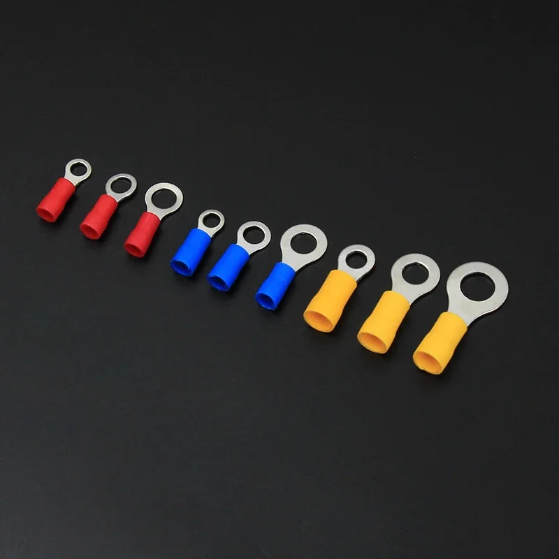 128Pcs Insulated Ring Terminal Crimp Connector Kit Ring Cable Wire Connectors Cord Pin End Butt Terminals RV1.25 RV2 RV5.5