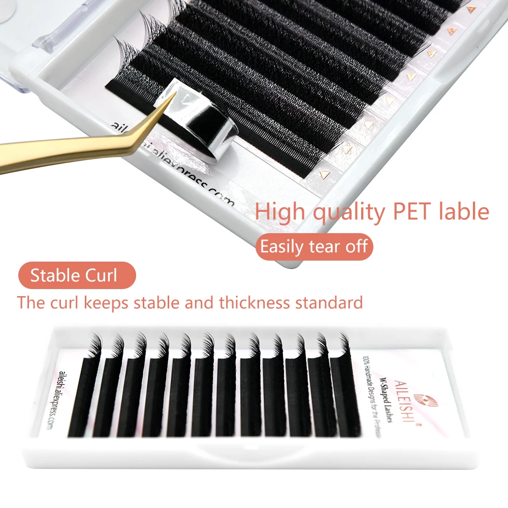 AILEISHI W 모양 속눈썹 연장, 사전 제작 볼륨 팬, W 스타일 인조 속눈썹, 내추럴 메이크업 도구, 도매, 3D, 4D, 5D