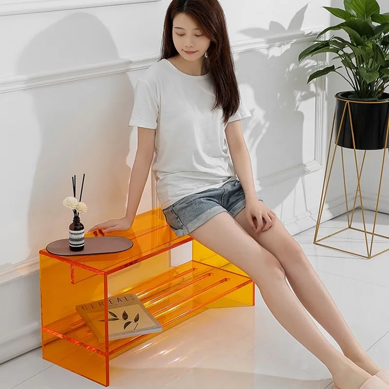 Double Layered Long Strip Shoe Changing Stool  Light Luxury Home Use Doorstep Shoe Store Bench