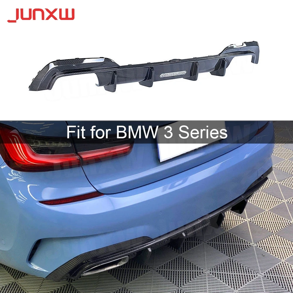 Dry Carbon Fiber Rear Lip Diffuser Spoiler For BMW 3 Series G20 2019 2020 Back Bumper Lip Guard Plate Car Styling