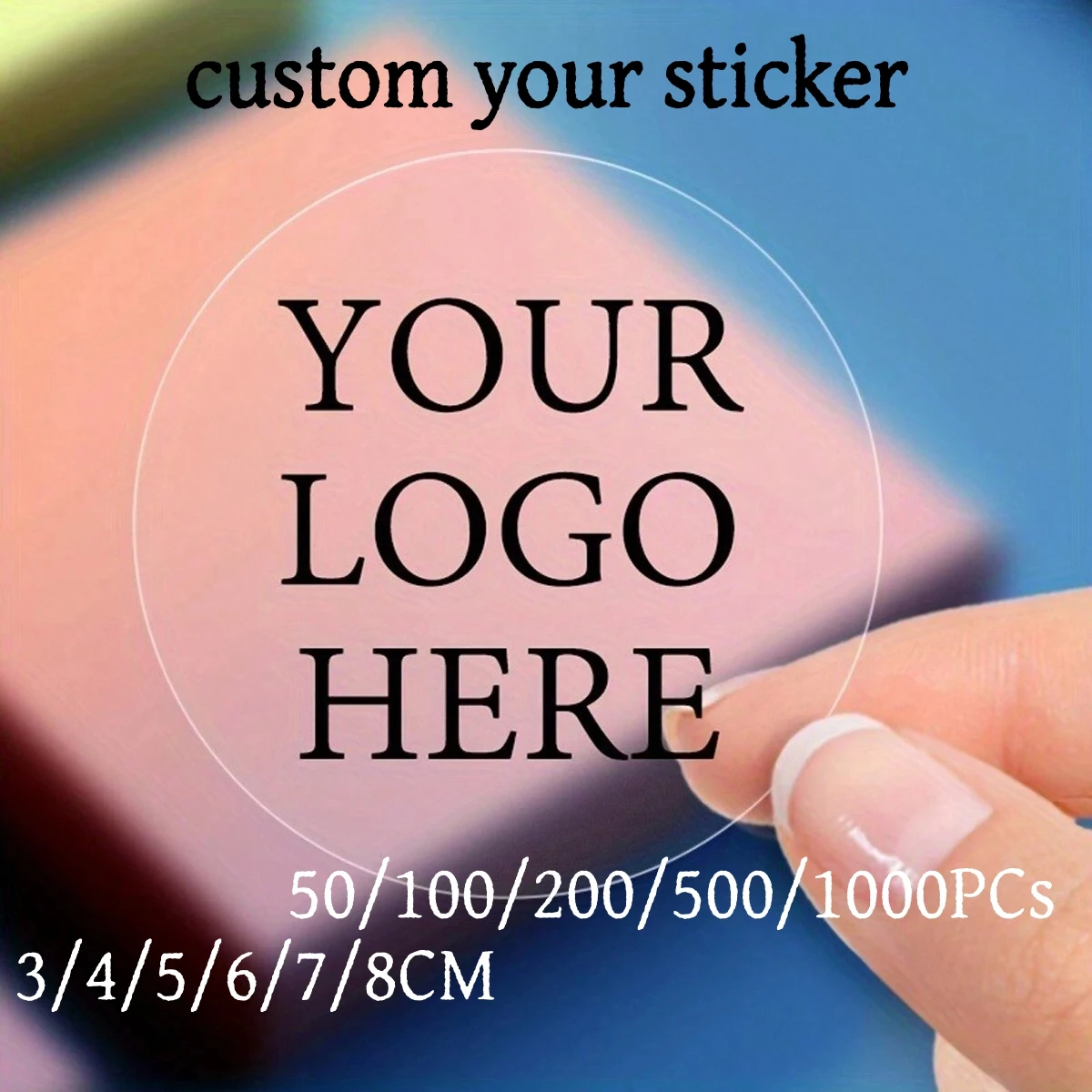 Pegatinas redondas personalizadas de 3-8 cm: papel/PVC/transparente, 50-500 piezas personalizadas para bodas, cumpleaños, negocios y regalos