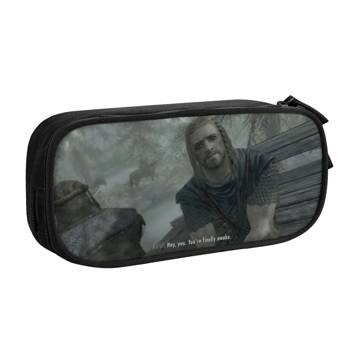 Custom Korean Hey You Youre Finally Awake Skyrim Meme Pencil Cases for Boys Gilrs Large Storage Pen Bag Box School Accessories