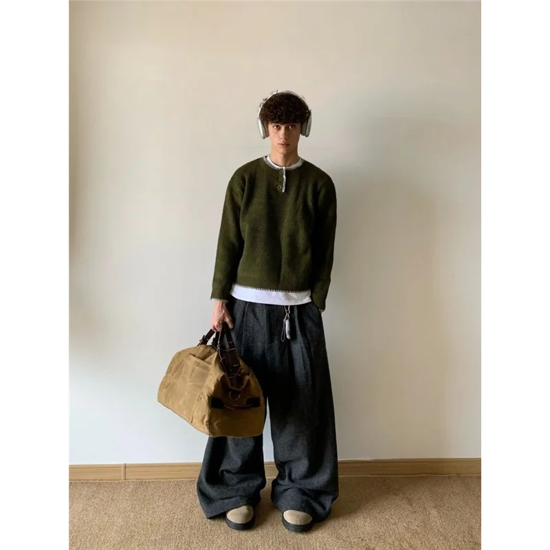 

Американский свитер с воротником-стойкой и вышивкой, простой вязаный свитер для женщин на осень-зиму, не деформируется, стильный и удобный.