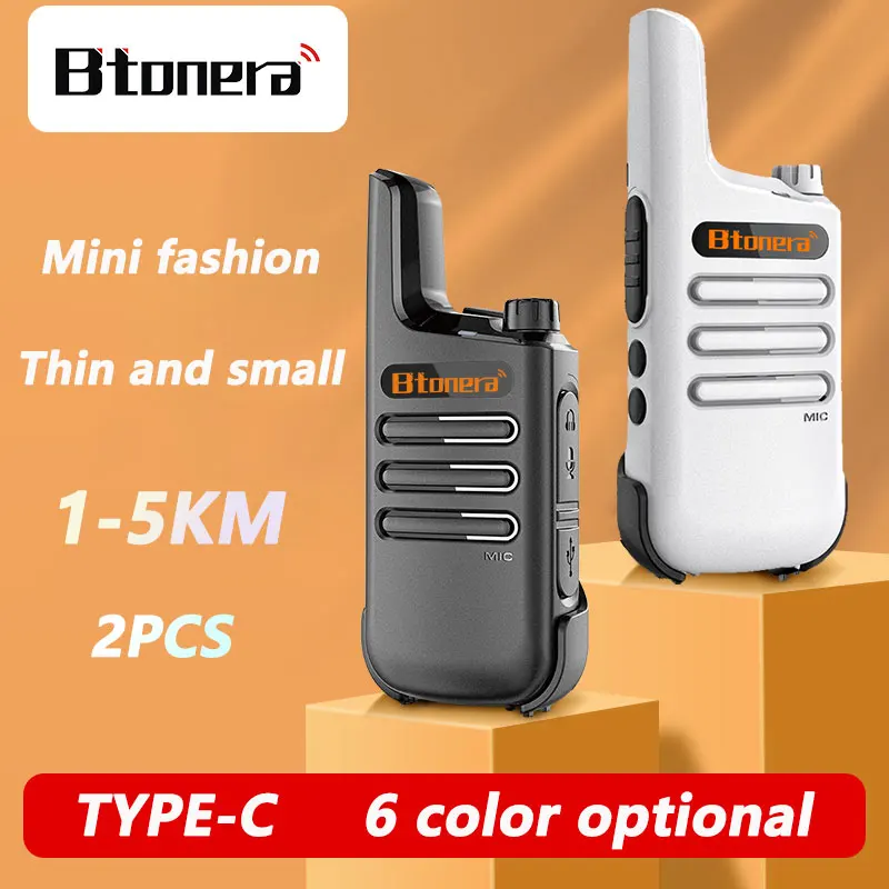 BTONERA Mini Walkie Talkie 2 pcs PMR 446 FRS Walkie-Talkies Two Way Radio Portable Communication Equipment PTT Radio Hotel Cafe