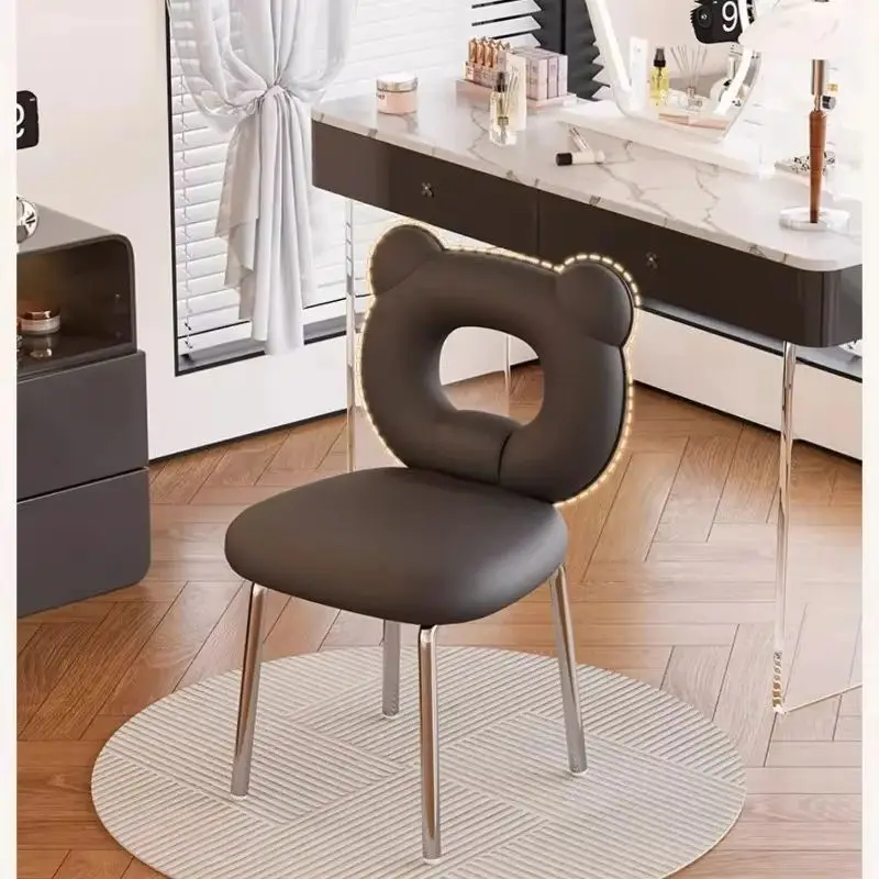 

Medieval Light Luxury Vanity Chair with Backrest Home Makeup Stool for Bedroom Girls Manicure Living Room Dresser