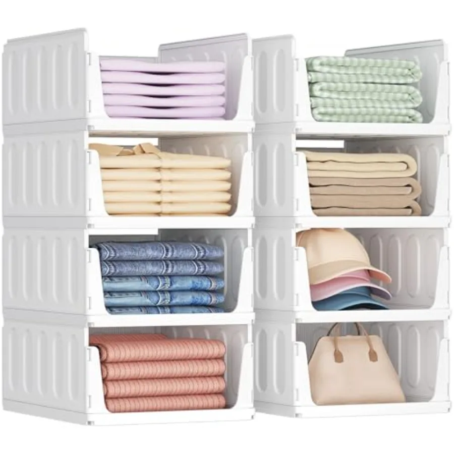 

Pack Stackable Closet Organizers and Storage Basket for Clothes Plastic Sweater Storage Bins for Wardrobe Multifunctional Pants