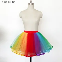 Lolita Cosplay Jupon Arc-en-Ciel, Sous-Jupe Colorée, Tutu Court, Robe Courte, Crinoline Rockabilly