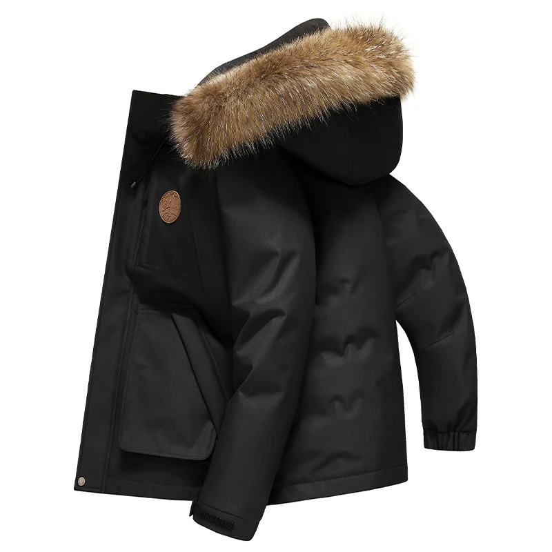 Jaqueta de pato branca masculina, casaco coreano de sopro quente, top jovem, parkas espessadas, outwear acolchoado de algodão, curto, moda, inverno, 2023