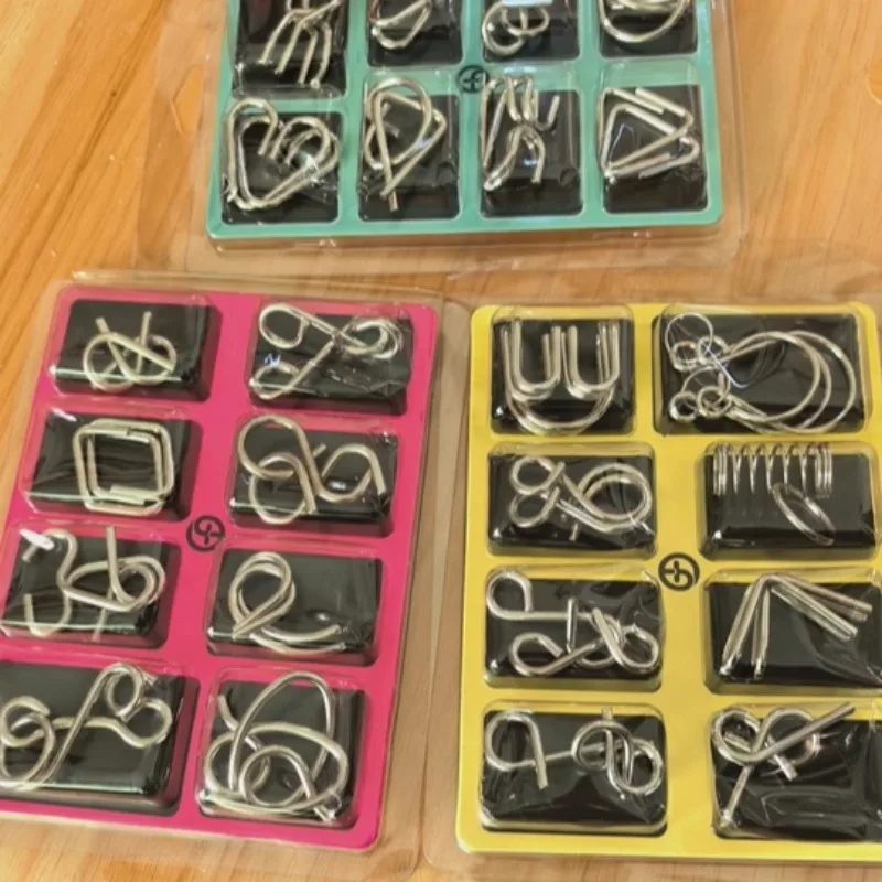 

8Pcs/Set Metal Montessori Puzzle Wire Mind Brain Teaser Puzzles Children Adults Interactive Game Reliever Educational Toys