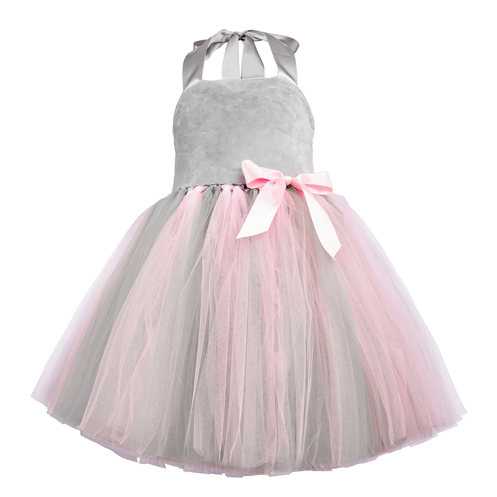 Girls Mouse Tutu Dress Pink Gray Cartoon Animal Mice Rat Costume Outfits Toddler Kids Halloween Carnival Birthday Party Dress Up view 2