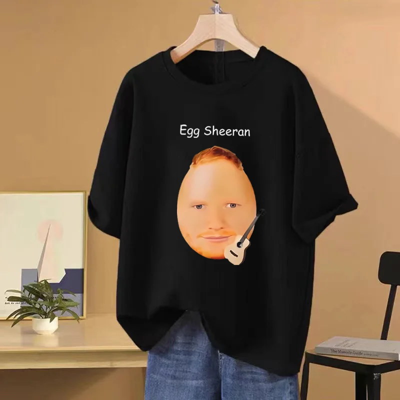 

Egg Ed Sheeran Забавные футболки с круглым вырезом Meme для мужчин и женщин, винтажная уличная одежда в стиле хип-хоп, одежда унисекс, хлопковая футболка с короткими рукавами и принтом