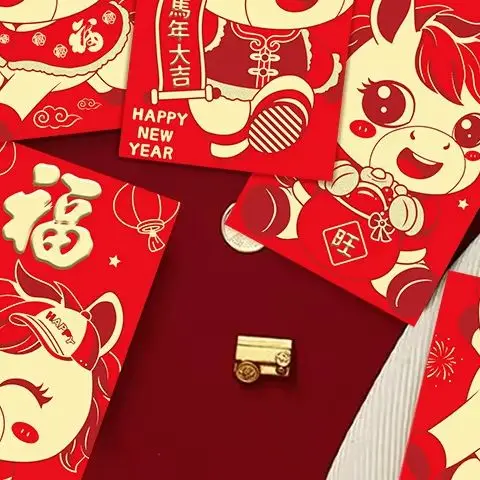 

Year of The Horse Red Bag, 6Pcs Spring Festival Luck Money Envelopes, New Year Blessing Gift Decoration