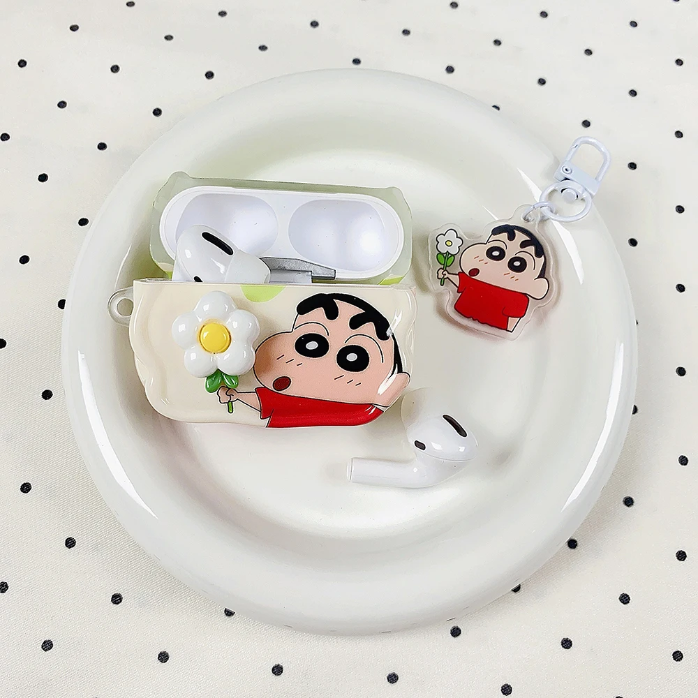 

Flower Crayon Shin-chan earphone Case for Airpods Pro 1 2 3 4 Air Pro2 2nd SHINCHAN Pendant Wireless Bluetooth Earbuds Cover