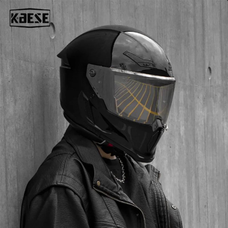 

Bright Black Full Face Motorcycle Helmet Lightweight ABS for Man Women with Silver-plated Lenses Wind Noise Reduction