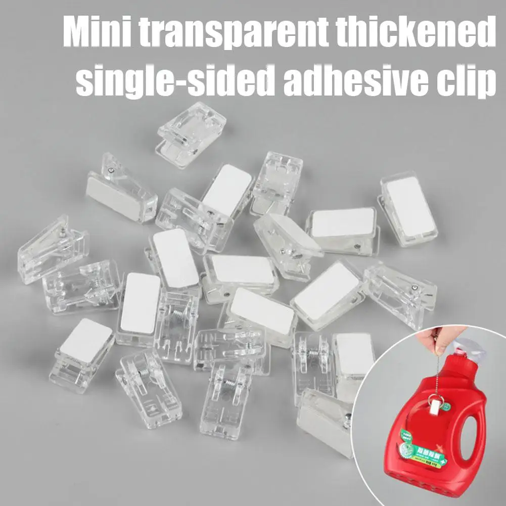 

20pcs Self Adhesive Clips Tapestry Hangers for Hanging Storage Photo Spring Loaded Mini Transparent Single-sided Adhesive C P0K7