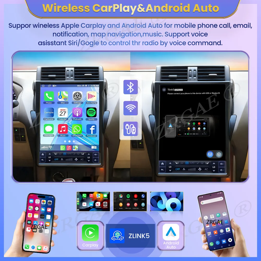 15.1''Android15 Auto For Toyota Land Cruiser Prado LC150 150 2013-2017 Car Radio Multimedia Player CarPlay Screen GPS Navigation