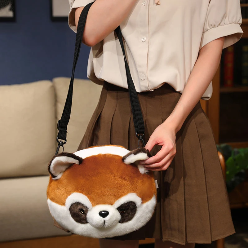 Highland Cow Red Panda Plush Backpacks Kawaii Mini Round Shoulder Bags Phone Bags Cute Kids School Bags