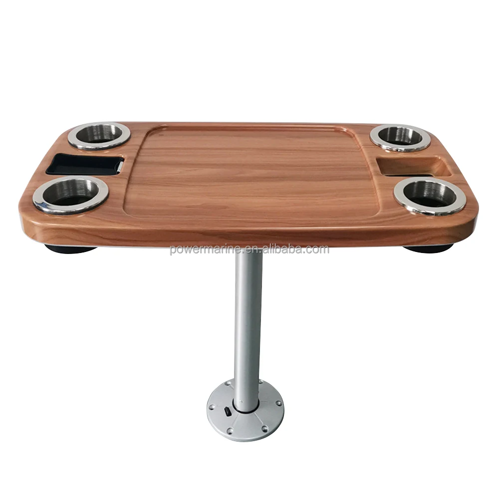 Boat Accessories Adjustable Caravan Table Yacht Dining Table Deluxe Plastic Marine Table with 4 Pcs Cup