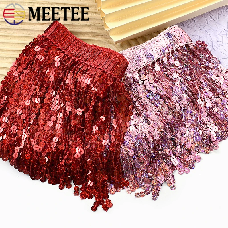 

1/2/5M 16cm Sequin Fringe Tassels Decorative Trimmings Stitching Curtains Wedding Dress Fringes Lace Trim DIY Sewing Accessories