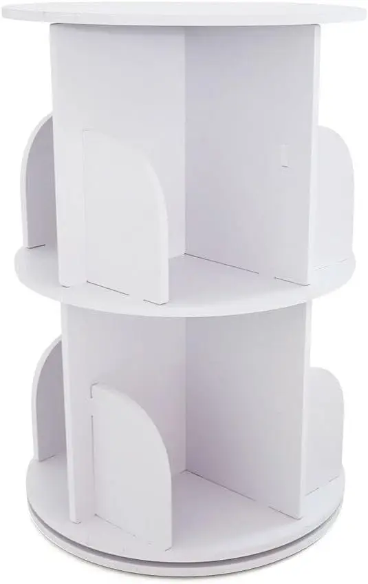 

Вращающаяся книжная полка Yiyibyus, дисплей на 360 градусов, 2 полки, напольный книжный шкаф, стеллаж для хранения для детей и взрослых, органайзер для книжной полки из цельного дерева