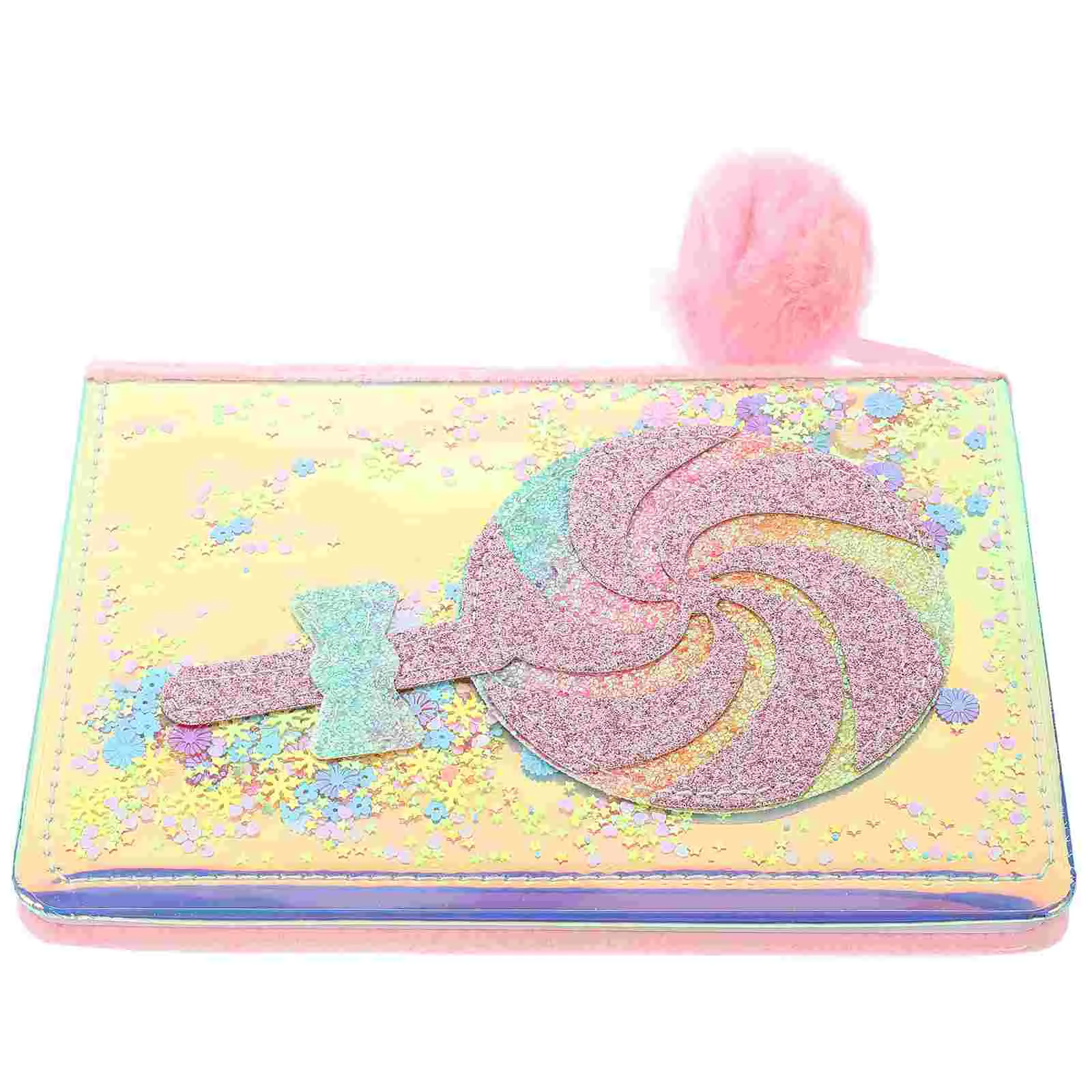 절묘한 메모장 크리에이티브 글리터 롤리팝 노트북, 휴대용 PU 메모장 일기장 