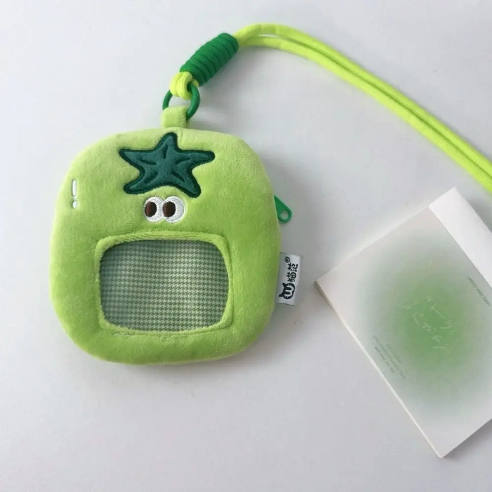 Expressão dos desenhos animados tomate moeda bolsa coreano ídolo titular do cartão saco de fone de ouvido transparente pescoço pendurado saco de pelúcia pequeno item saco