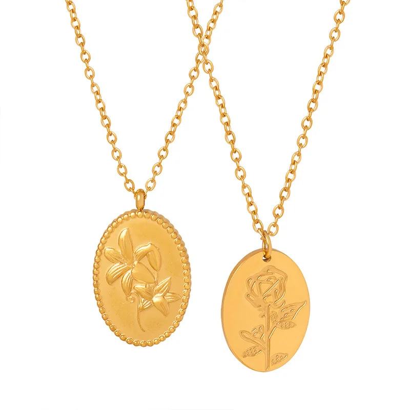 الفولاذ المقاوم للصدأ قلادة زهرة قلادة مطلية بالذهب سلسلة خمر مجوهرات سانت مايكل نورس الذئب مخلب رمز الملحقات