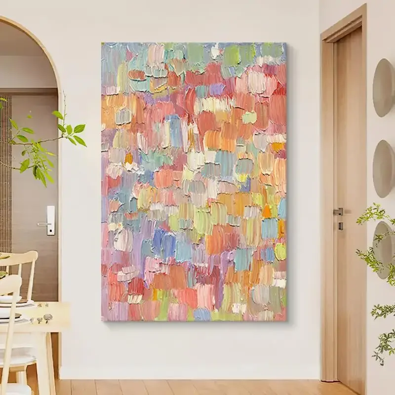 Village quartz sand living room color abstract texture decorative painting, entrance pure hand-painted