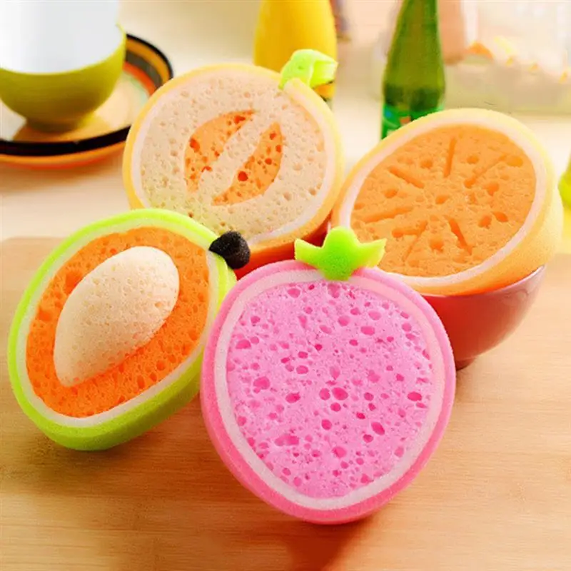 

4 Pcs Pouf Toddler Bath Sponge Loofah Shower Kids Body Wash Lovely Tool Fruits Shaped Sponges Pearlescent Scrubbers