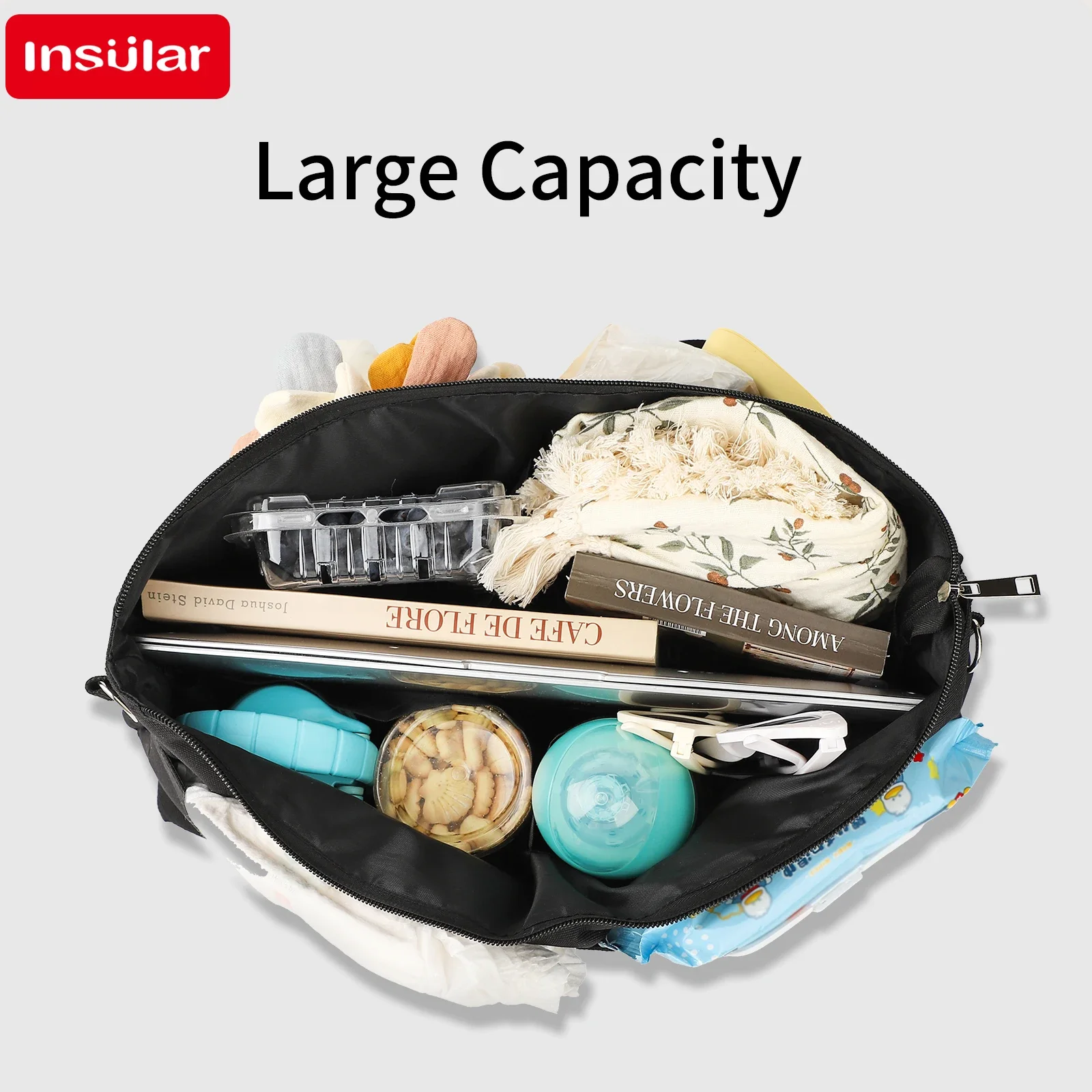 Insualr New Style Mommy Single-shoulder Bags Large Capacity Maternity Diaper Package Waterproof Stroller Hanging Bag to Travel