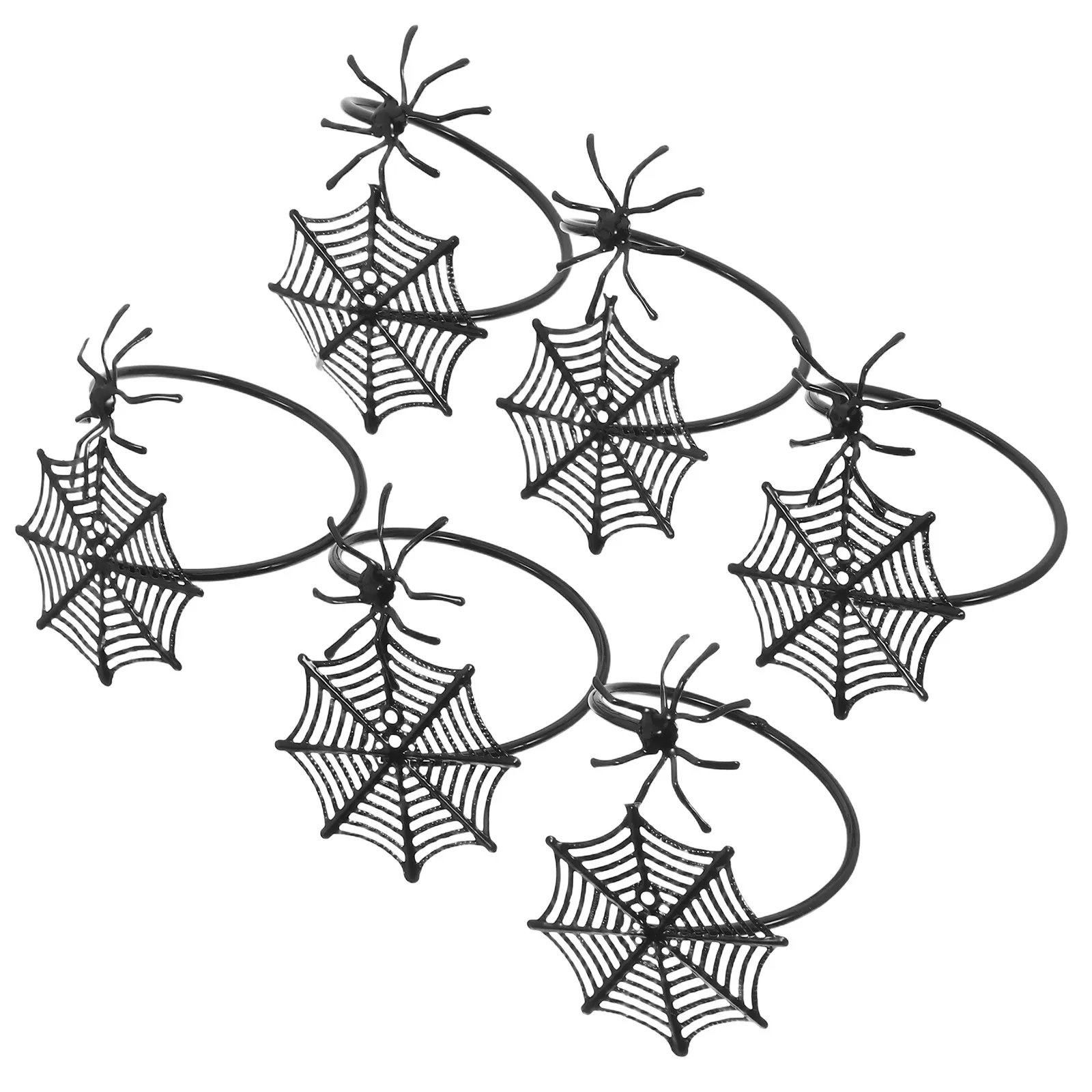 6Pcs Black Spider Web Napkin Rings Halloween Themed Dinner Table Decor Party Kitchen Decoration Set Halloween Napkin Ring Set