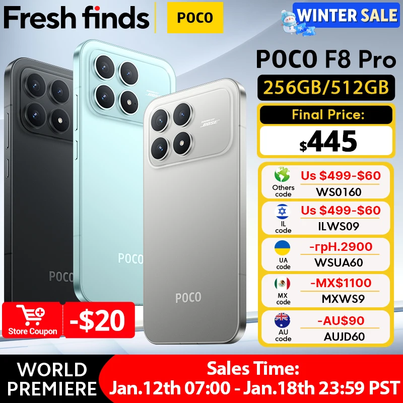 【World Premiere】POCO F8 Pro 5G Global Version Smartphone Snapdragon® 8 Elite 6.59" 120Hz HyperRGB AMOLED Display 6210mAh NFC