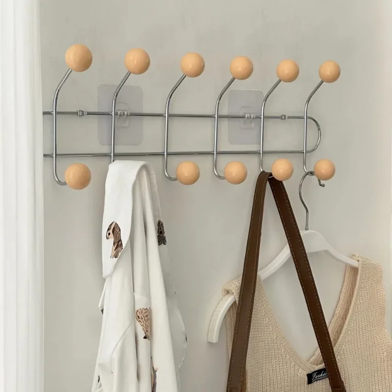 Wall-Mounted Coat Rack Living Room Bedroom Organizer Multifunctional Hanger Hooks Cap Scarf Storage Compact Wall