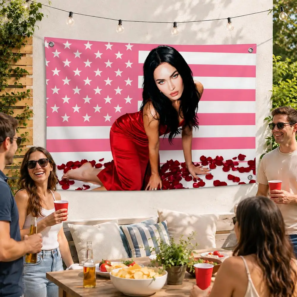 Megan Fox Cool Flags Soft Durable Tapestry Skin-friendly  Outdoor Party Home Living Room Bar Bedroom Decoration