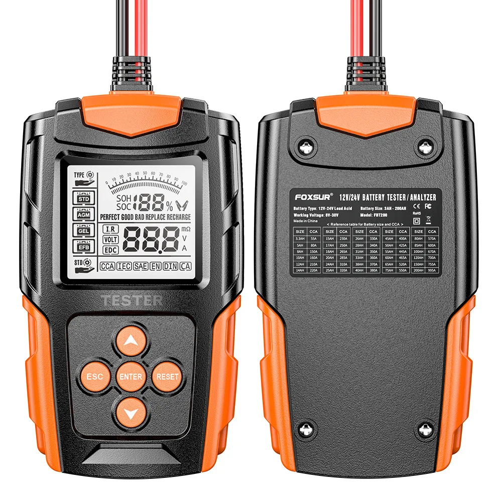 12V/24V Automotive Battery Tester Digital Display Parameters Automotive Battery Internal Resistance Tester 1 PC
