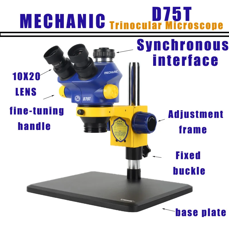 MECHANIC Trinocular Stereo Microscope D75T-B11 HD Display Industrial 7X50X Continuous Zoom For PCB Motherboard Inspection Repair