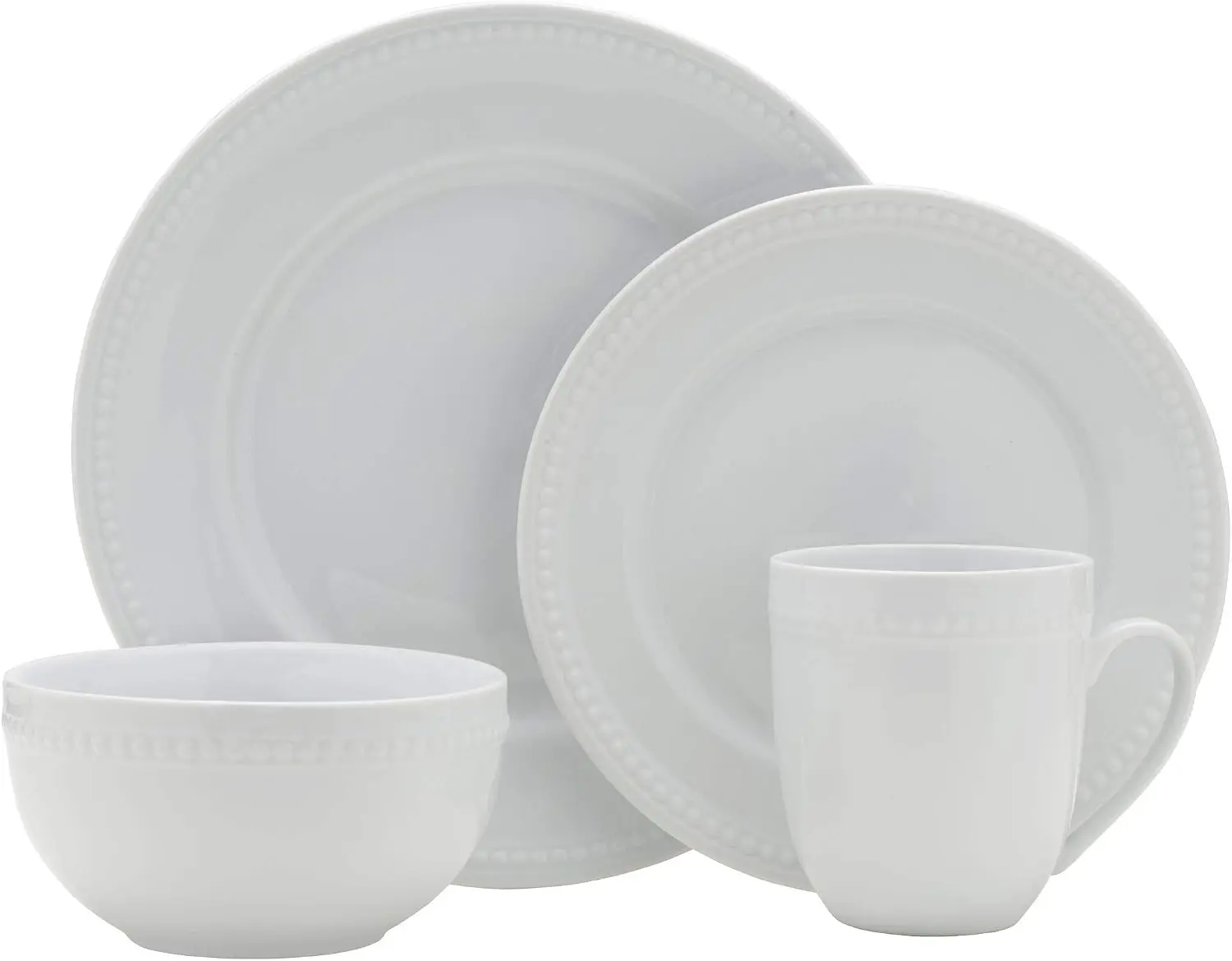 16-Piece Beaded Dinnerware Set, Complete Tableware Collection, Service for 4