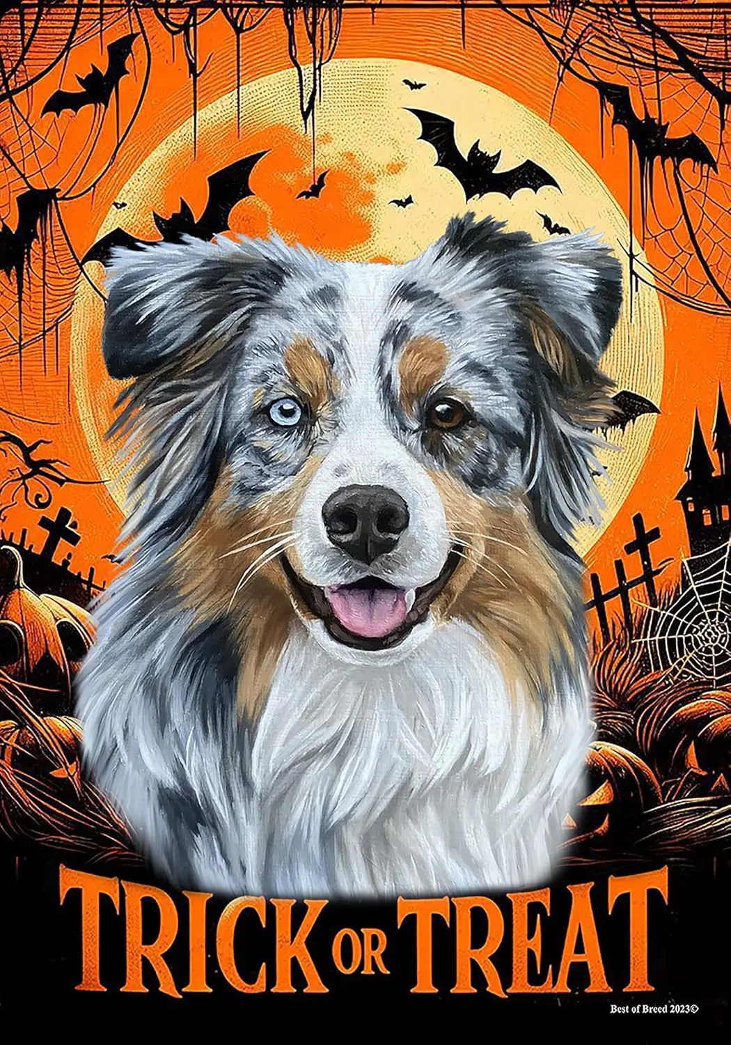 Australian Shepherd Blue Merle - Best of Breed Halloween Garden Flag