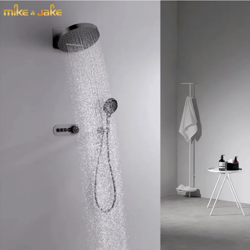 luxury rainfall wall shower thermostatic bath tap wall type concealed constant  shower set embedded thermostatic shower set