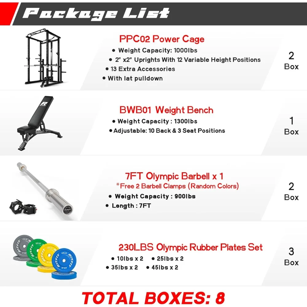 Power Cage with Optional LAT Cable Crossover Smith Machine System, Squat Rack for Home  Garage Gym, with Weight Storage Rack