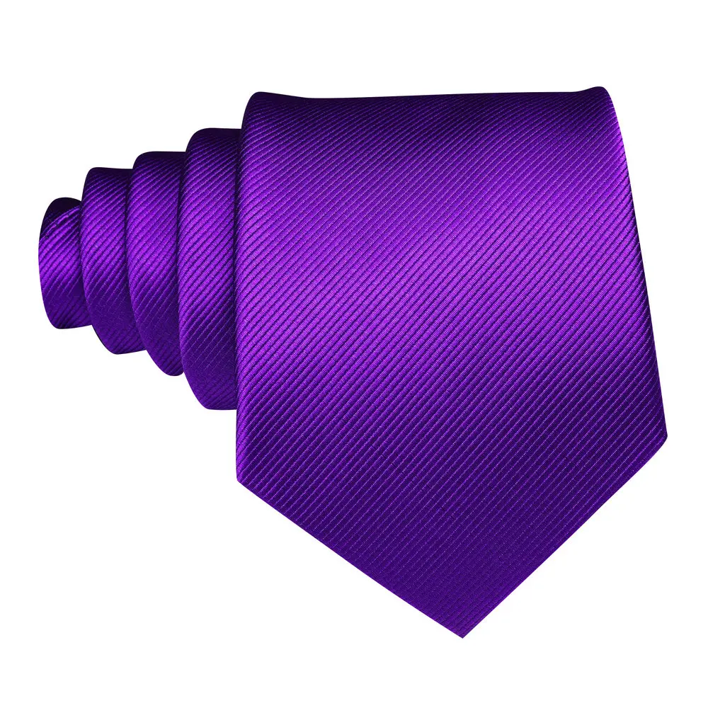 Eleagnt Plum Purple Silk Ties For Men New Solid Woven Handkerchief Cufflinks Set Groom Wedding Designer Party Barry.Wang LN-6475